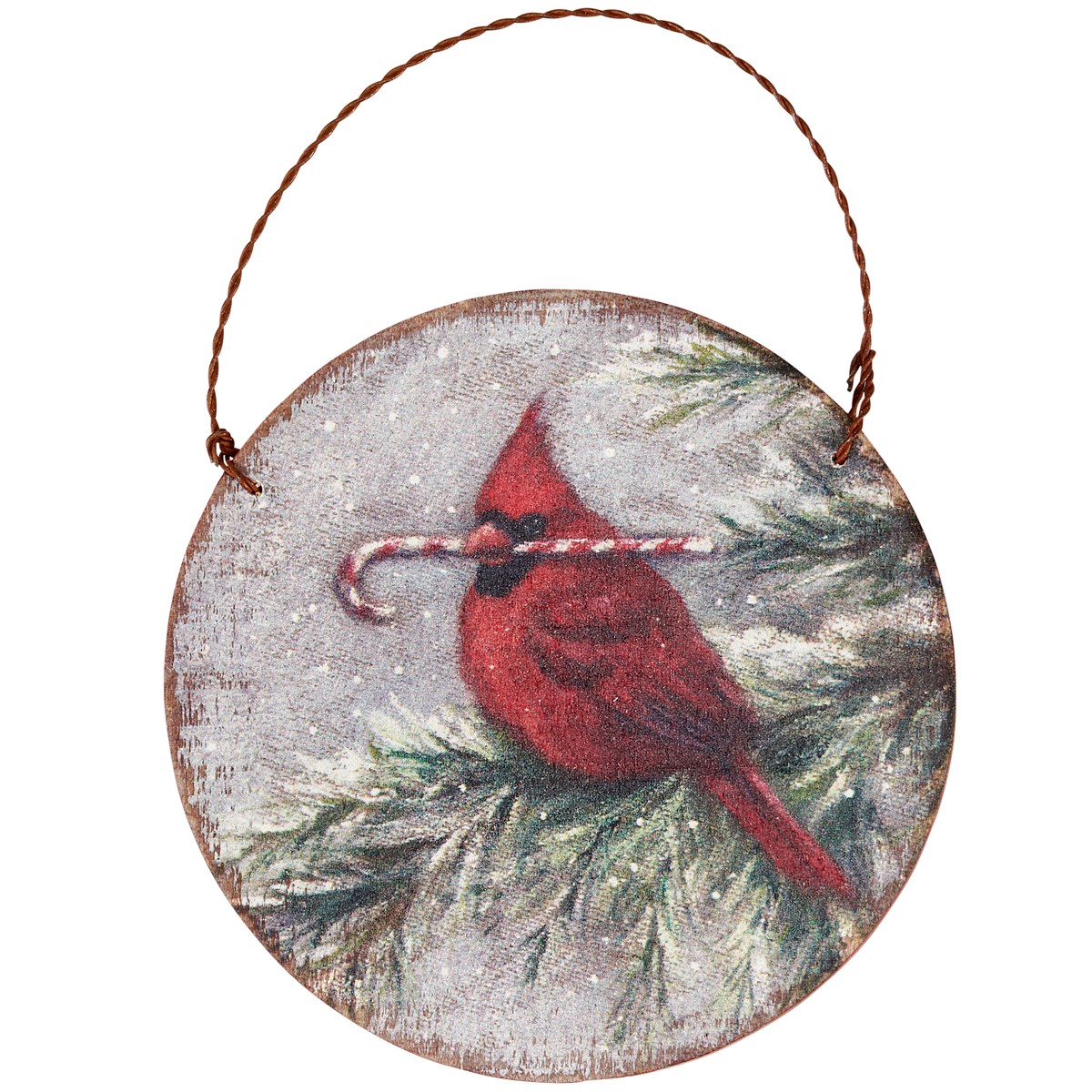 Winter Cardinal Ornament - Wood, Wire