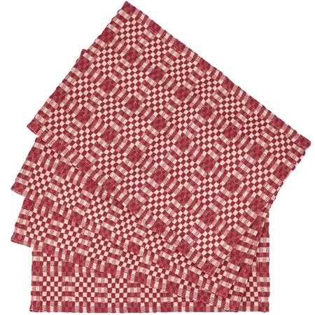 Red Check Placemat Set - Cotton