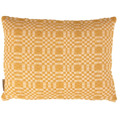 Gold Check Pillow - Cotton, Zipper