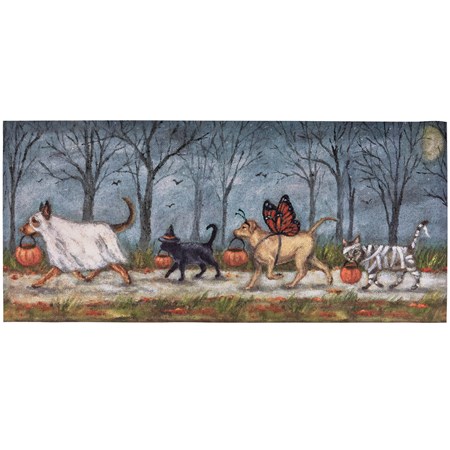 Spooky Pet Parade Rug - Polyester, PVC Skid-Resistant Backing