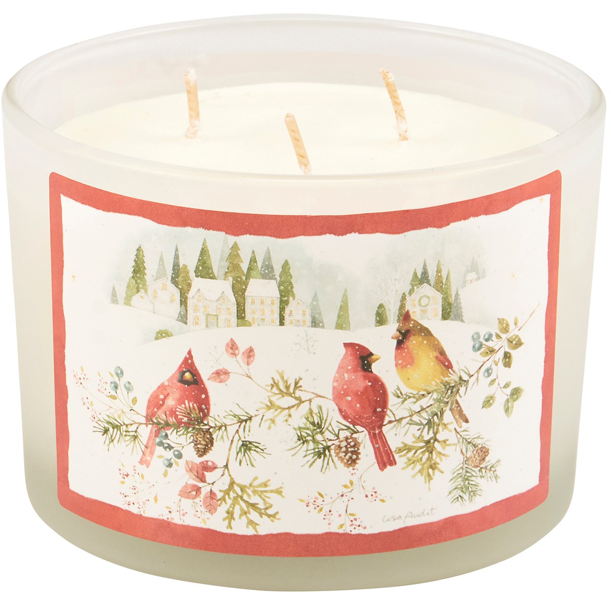 Winter Cardinal Candle - Soy Wax, Glass, Cotton