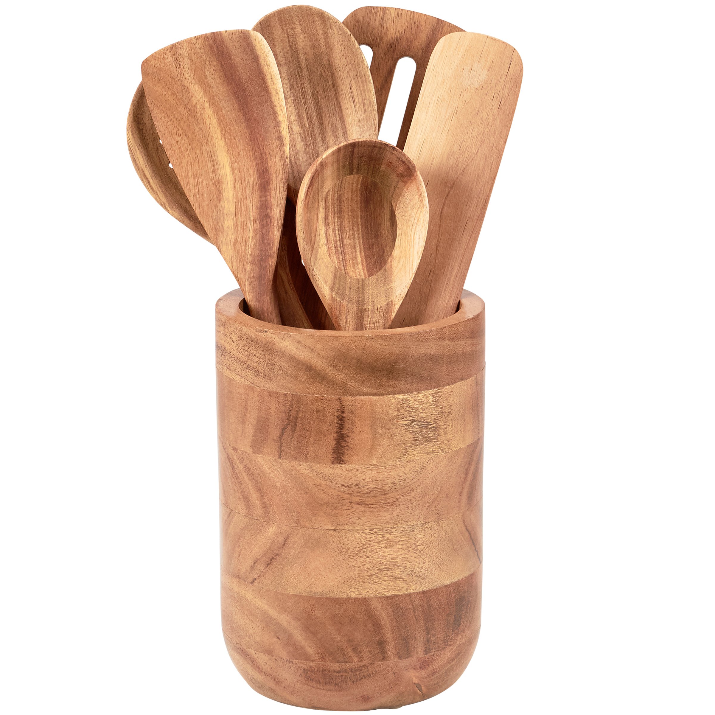 Acacia Wood Utensil Holder Primitives By Kathy