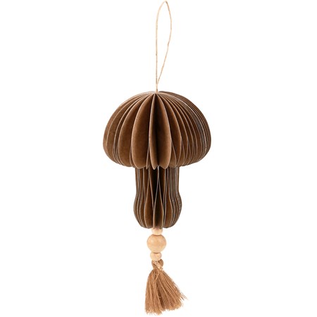 Honeycomb Mushroom Ornament - Paper, Magnet, Beads, String