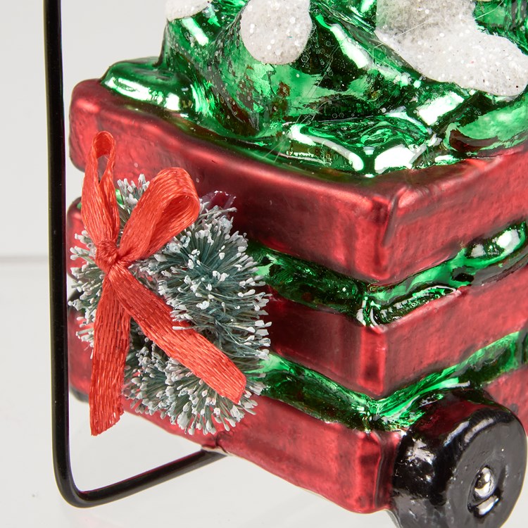 Glass Tree Delivery Ornament - Glass, Bristle, Wire, Glitter