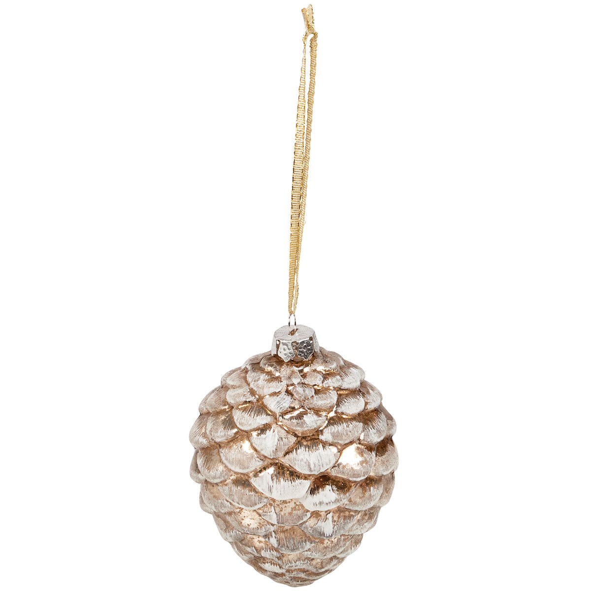 Glass Snowy Pinecone Christmas Ornament - Glass, Metal, Glitter