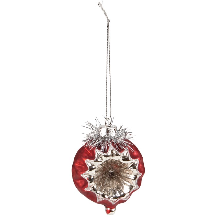 Glass Vintage Rose Ornament - Glass, Tinsel, Glitter