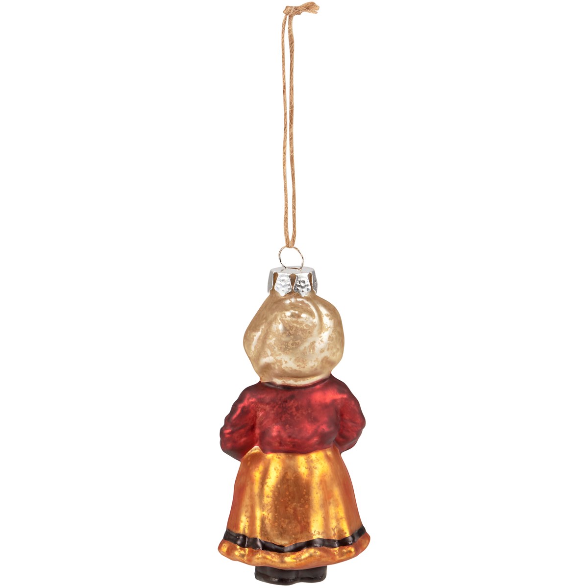 Glass Girl Pilgrim Ornament - Glass, Metal, Glitter