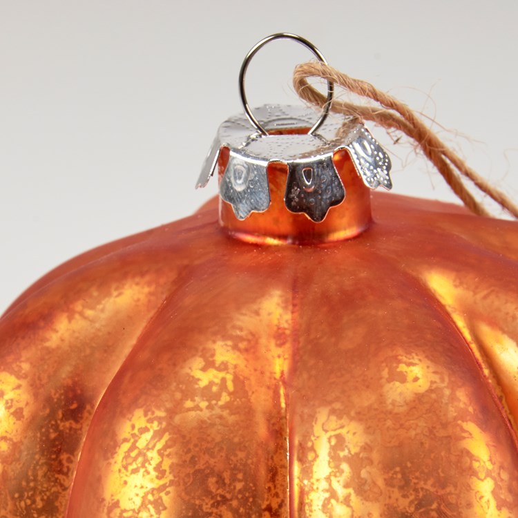 Glass Pumpkin Ornament - Glass, Metal