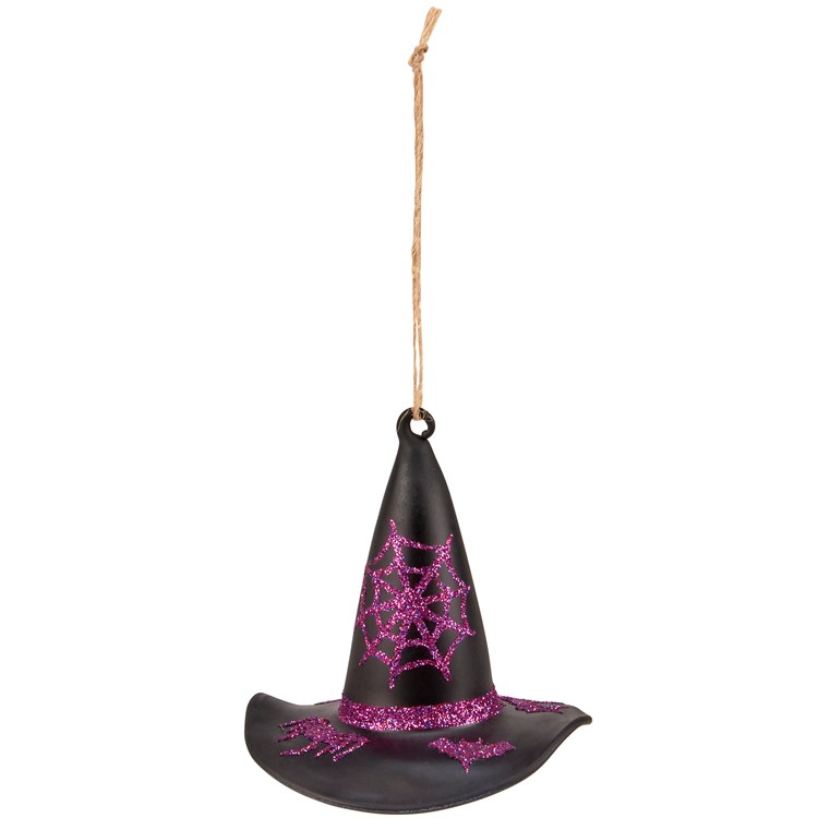 Glass Witch's Hat Ornament - Glass, Glitter