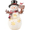 Lighted Snowman Joy Figurine - Resin, Cotton, Lights
