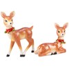 Retro Christmas Deer Figurine Set - Resin, Fabric, Metal