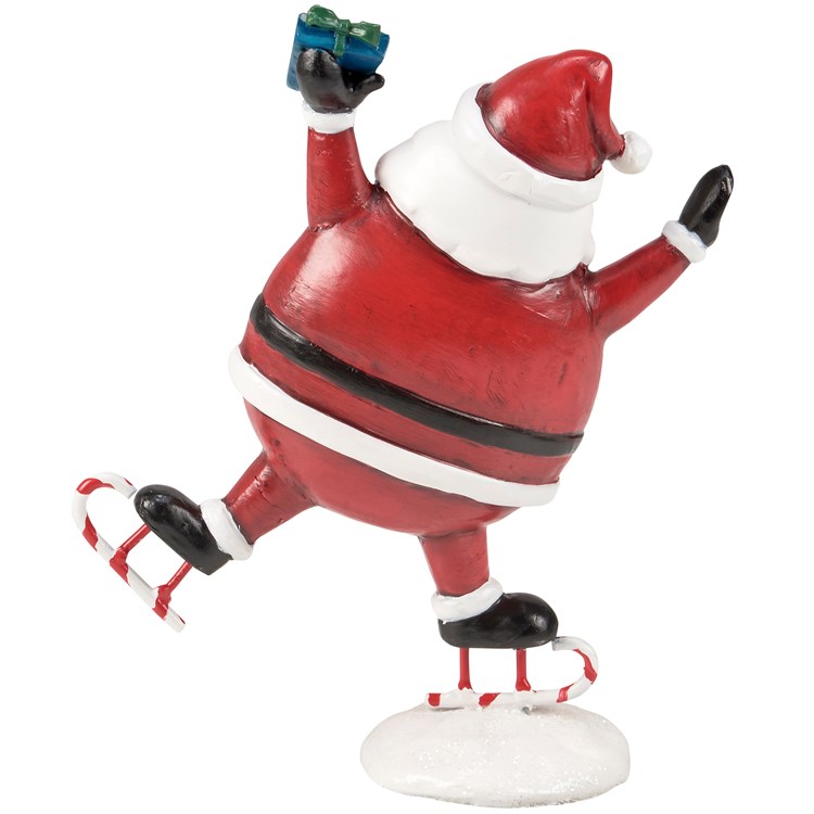 Skating Santa Figurine - Resin, Metal
