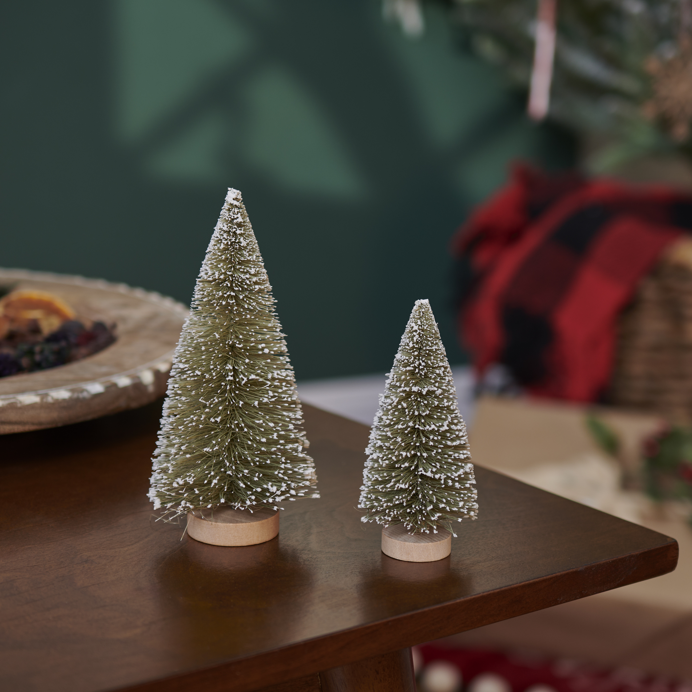LGT Bristle/Bottle Brush Snowy Christmas Tree 62mm Cake Cupcake Decoration/ Topper (3 X Bristle Trees