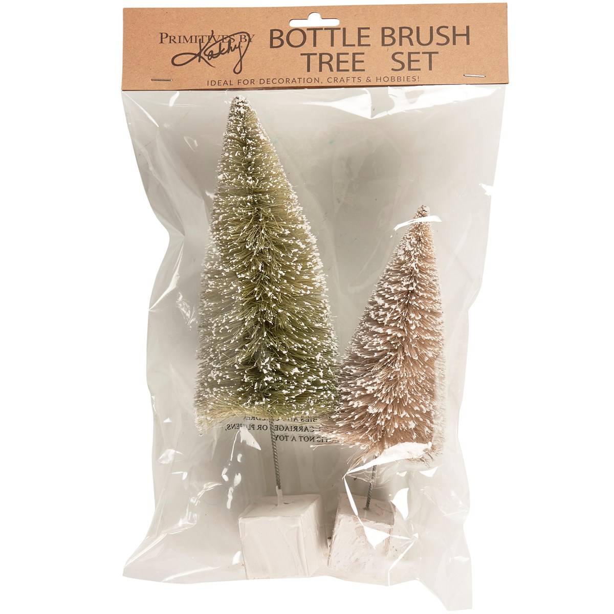 Snow Bottle Brush Tree Set - Bristle, Wood, Wire, Mica
