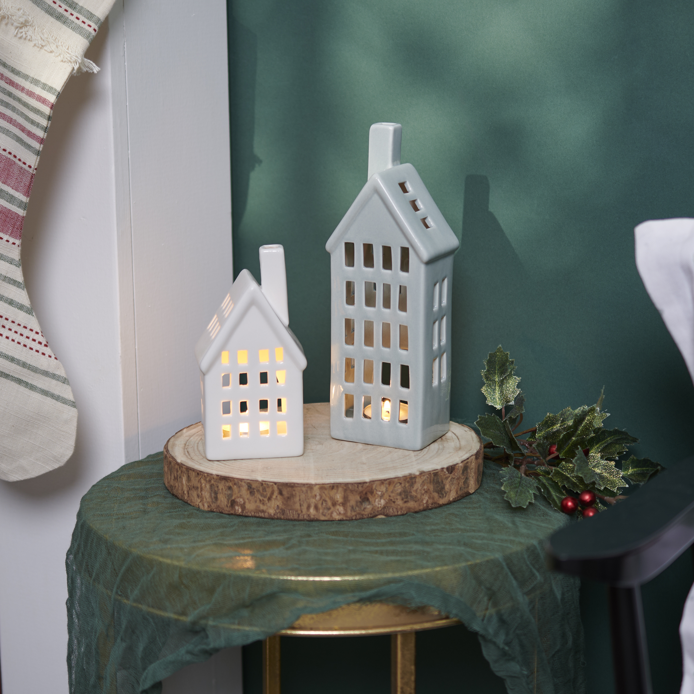 Village House Candle Holder Set | Primitives By Kathy