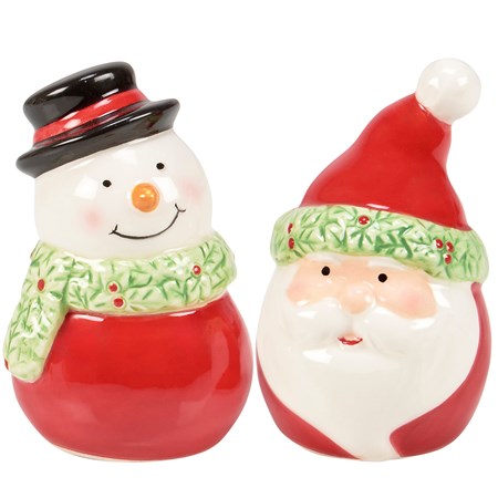 Christmas Friends Salt And Pepper Shakers - Dolomite, Plastic