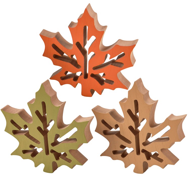 Maple Leaf Chunky Sitter Set - Wood
