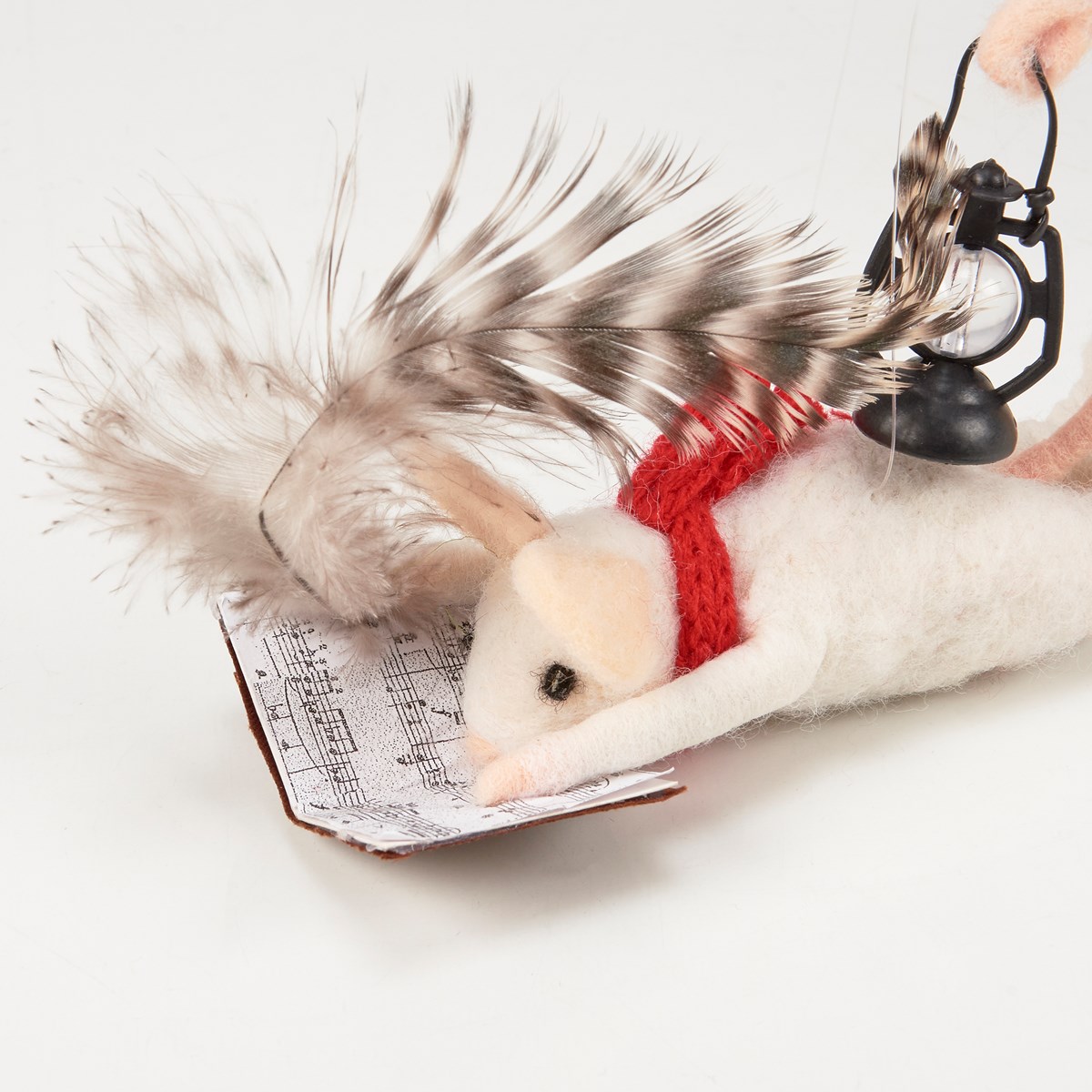 Christmas List Mouse Critter - Felt, Polyester, Plastic, Feather