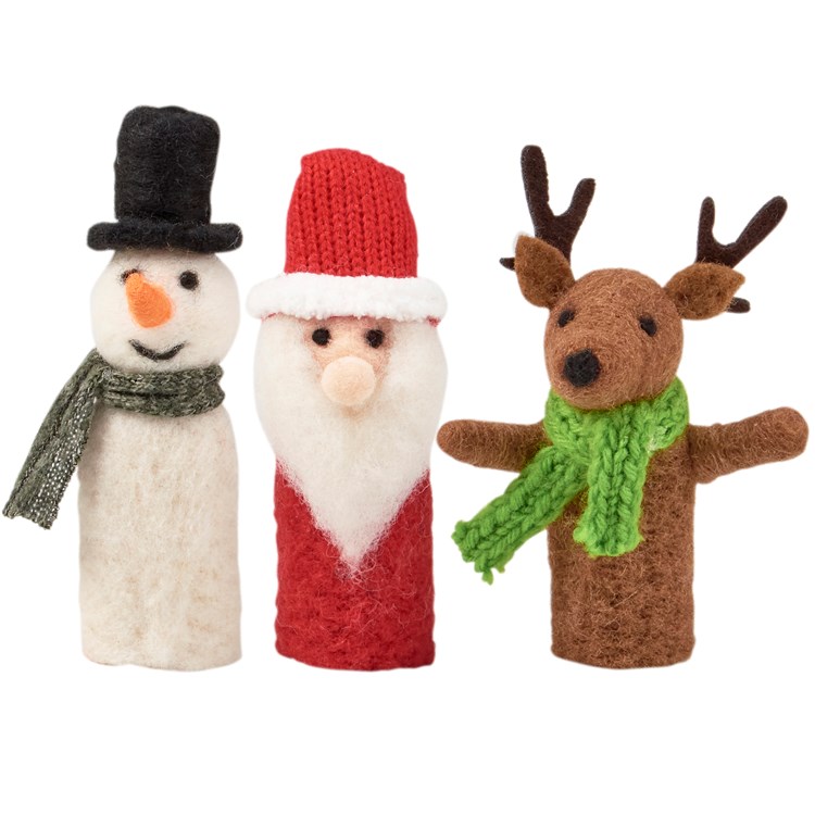 Christmas Finger Puppets Critter Set - Felt, Polyester, Plastic