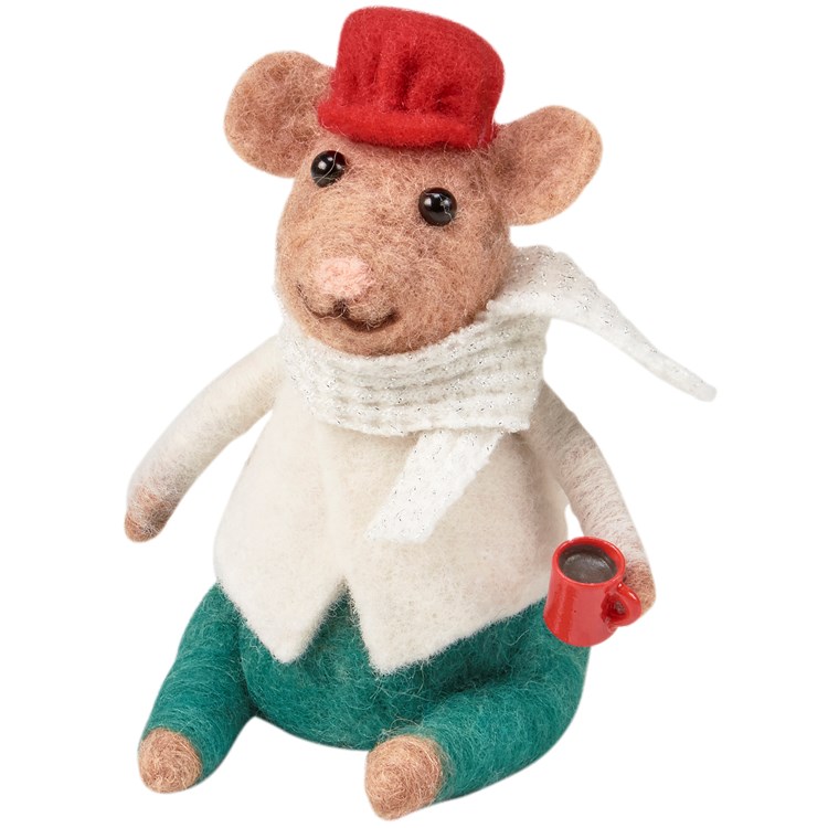 Hot Cocoa Mouse Critter - Felt, Polyester, Plastic