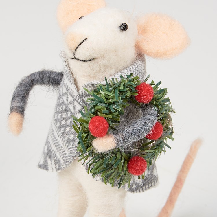 Holiday Mouse Critter - Felt, Polyester, Plastic, Paper