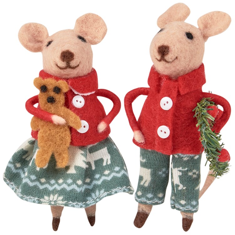 Christmas Day Mice Critter Set - Felt, Polyester, Plastic