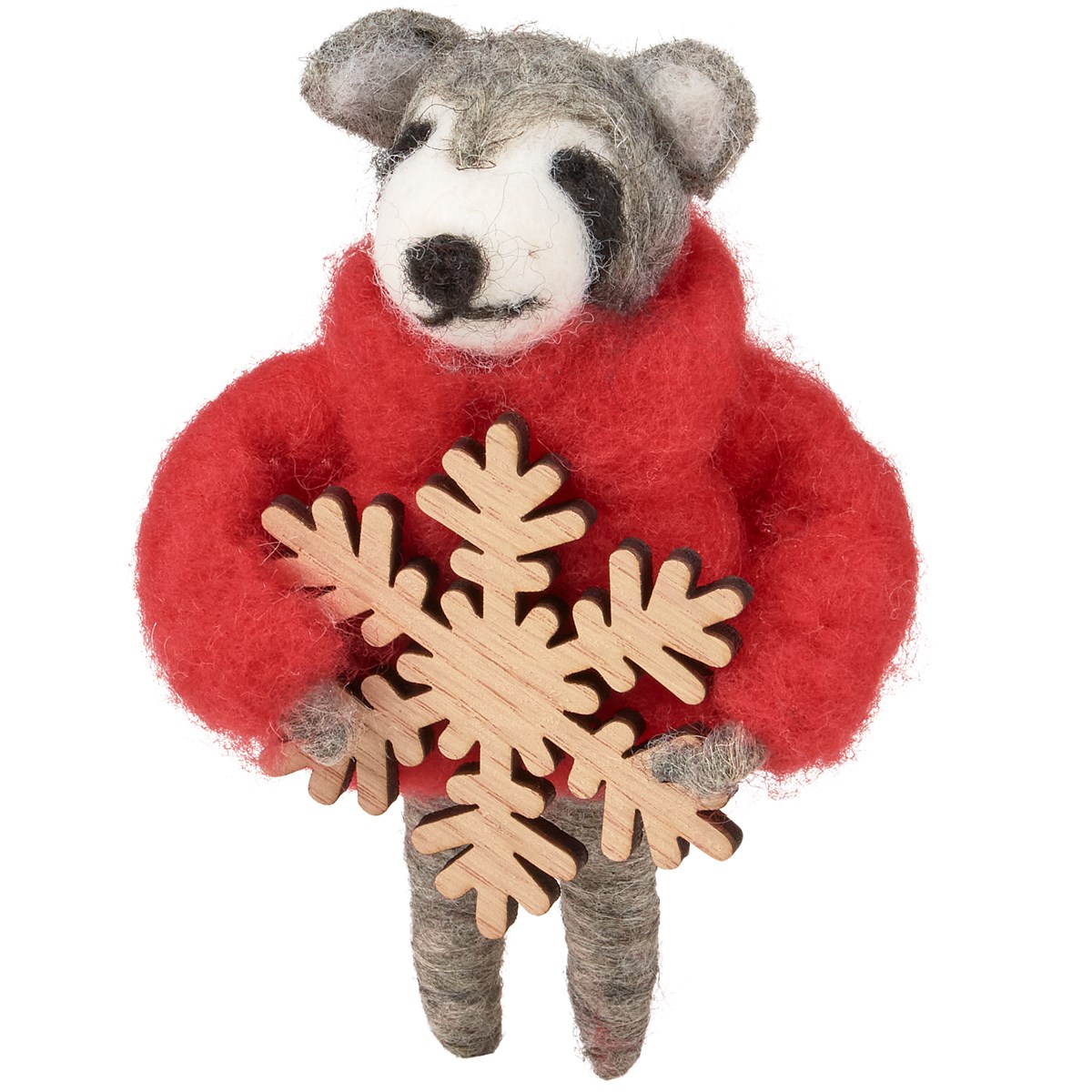 Cozy Sweater Raccoon Critter - Felt, Polyester, Plastic, Wood