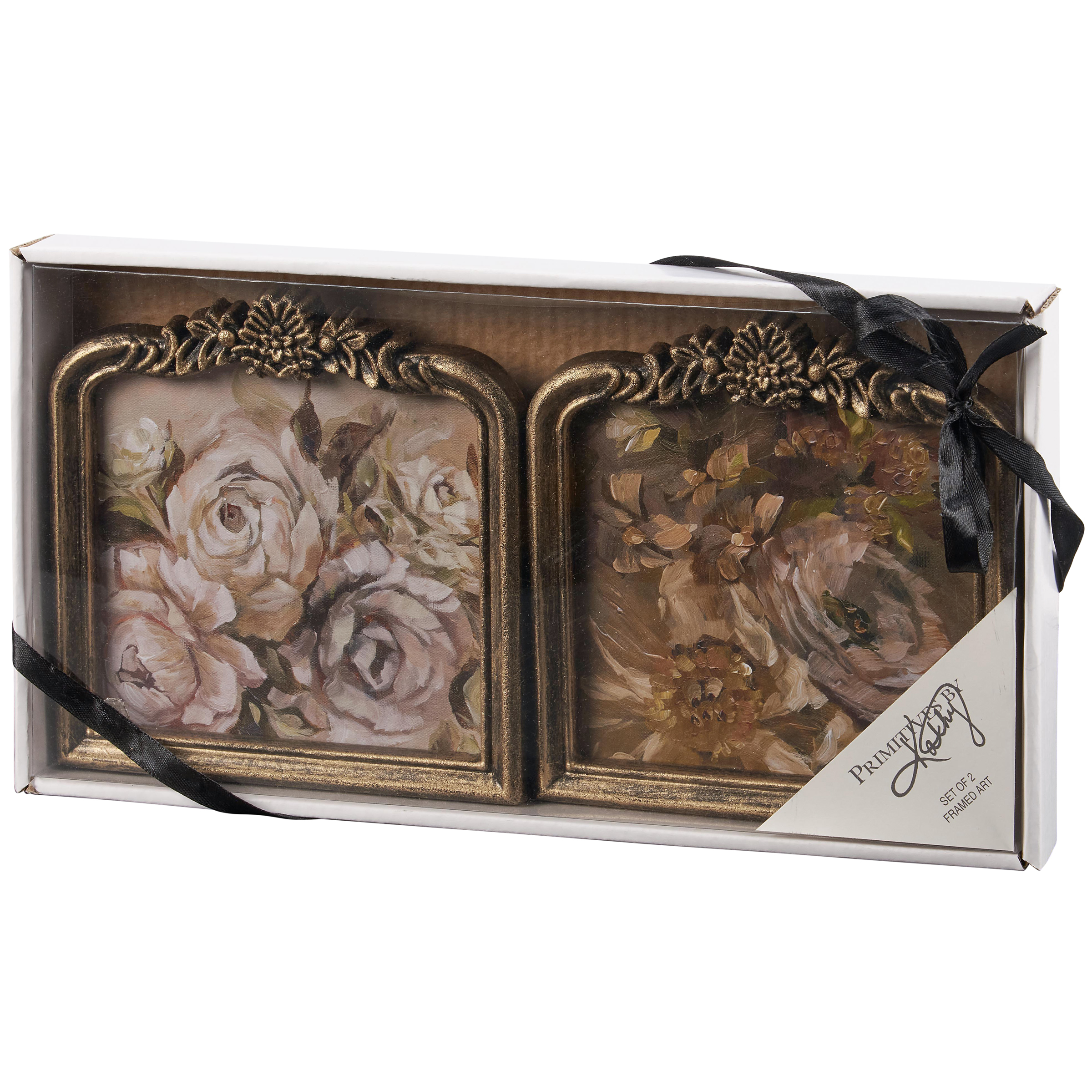 Moody Floral Framed Art Set Primitives By Kathy