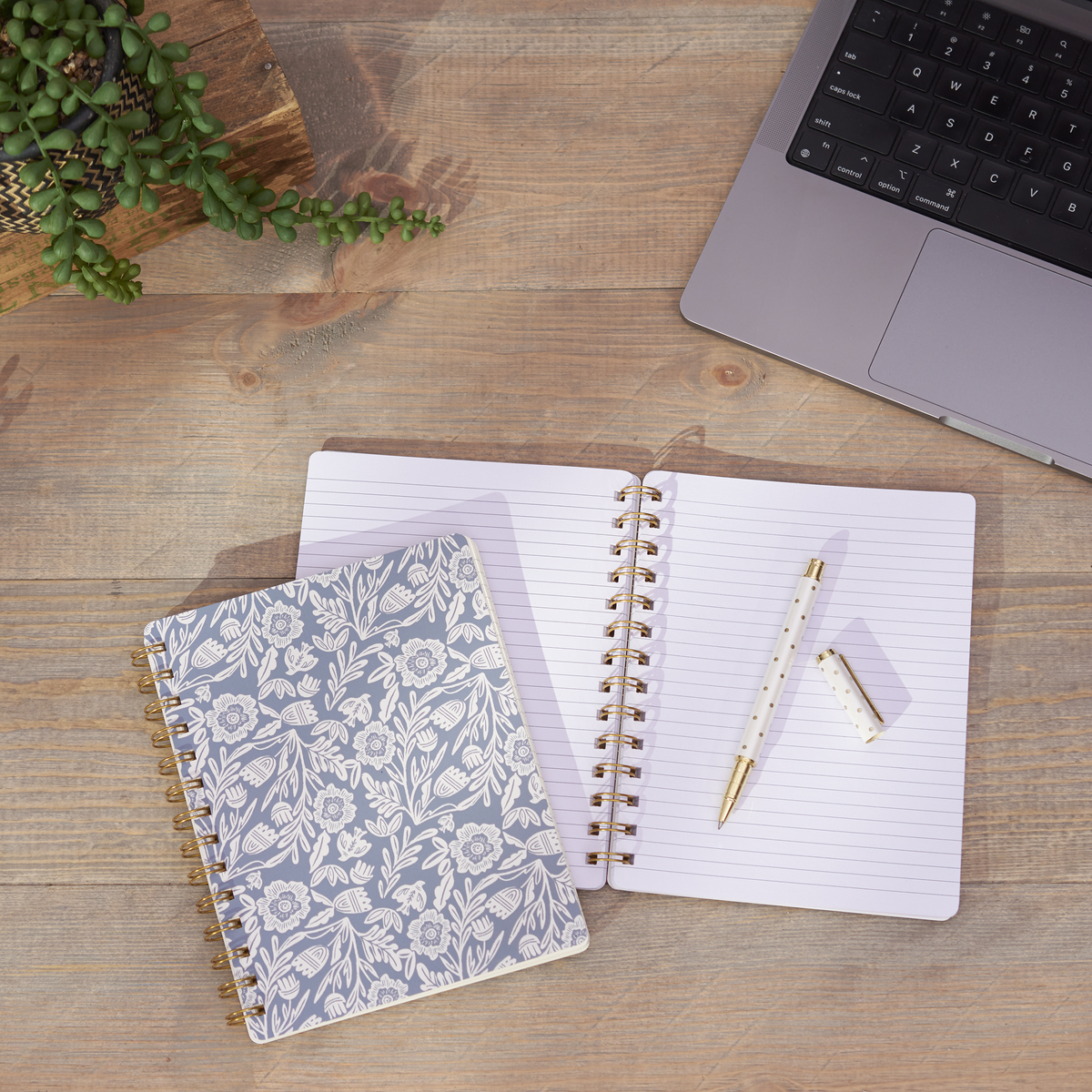 Blue Folk Florals Spiral Notebook | Primitives By Kathy