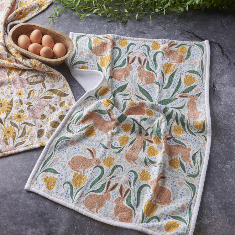 Rabbit Folk Art Kitchen Towel | Primitives By Kathy