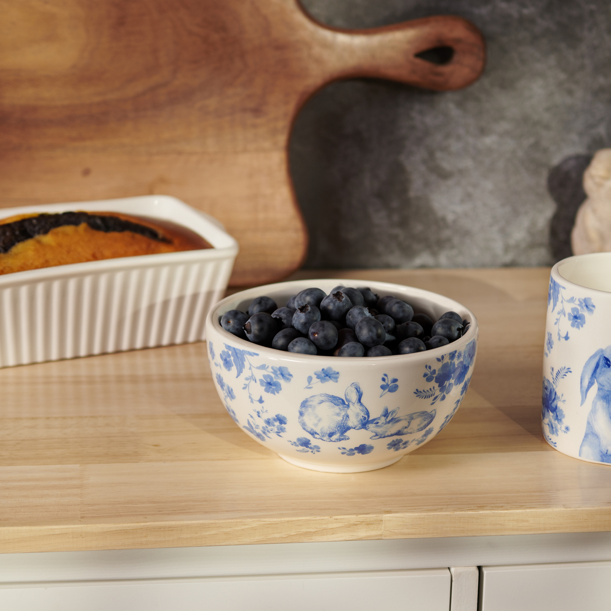 Blue Floral Rabbit Bowl | Primitives By Kathy