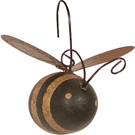Ornament Set - Bees - 1" x 1.50" x 1.50" - Wood, Metal, Wire