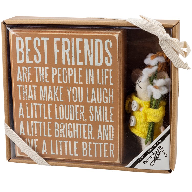 Felt Gift Set - Best Friends - 5" x 6" x 1.75", 4 x 6" - Wood, Paper, Felt