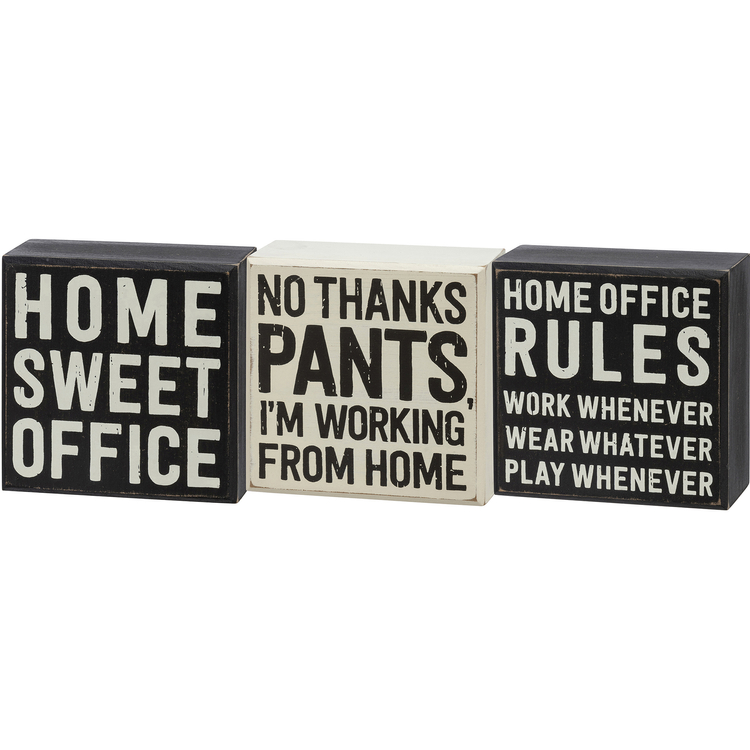 Home Office Box Sign Set - Wood