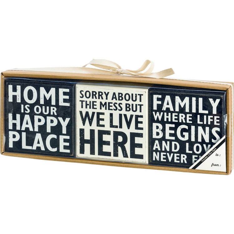 Home Box Sign Set - Wood