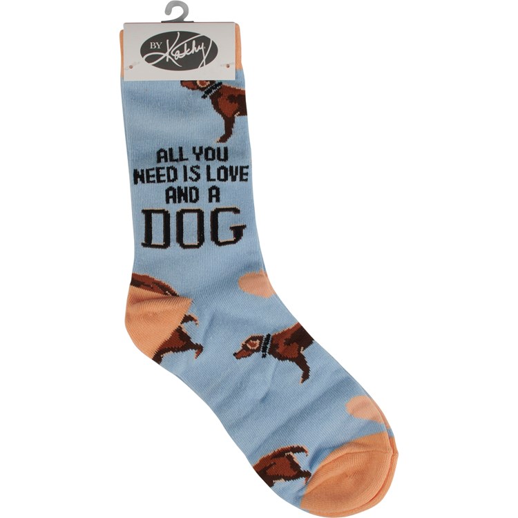 And A Dog Box Sign And Sock Set - Wood, Cotton, Nylon, Spandex
