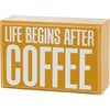 After Coffee Box Sign And Sock Set - Wood, Cotton, Nylon, Spandex