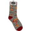 Life Happens Pizza Helps Box Sign And Sock Set - Wood, Cotton, Nylon, Spandex