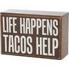 Tacos Help Box Sign And Sock Set - Wood, Cotton, Nylon, Spandex