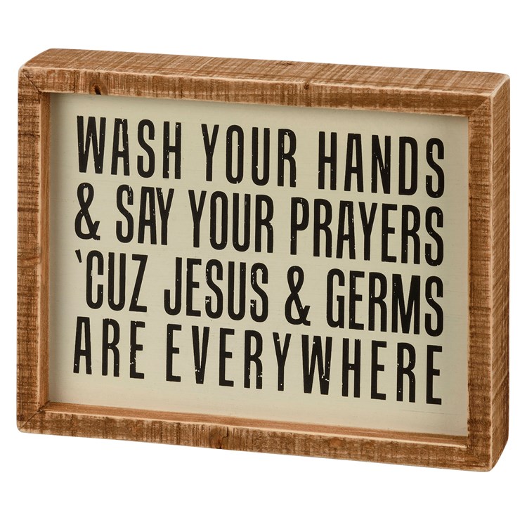 Wash Your Hands Inset Box Sign - Wood