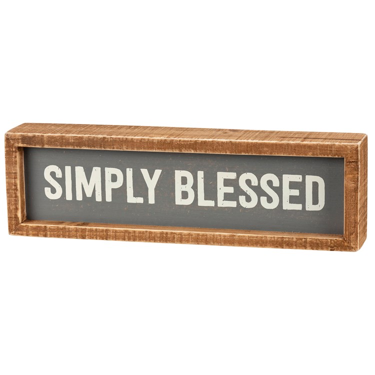 Simply Blessed Inset Box Sign - Wood