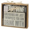 Drink Box Sign And Towel Set - Wood, Cotton