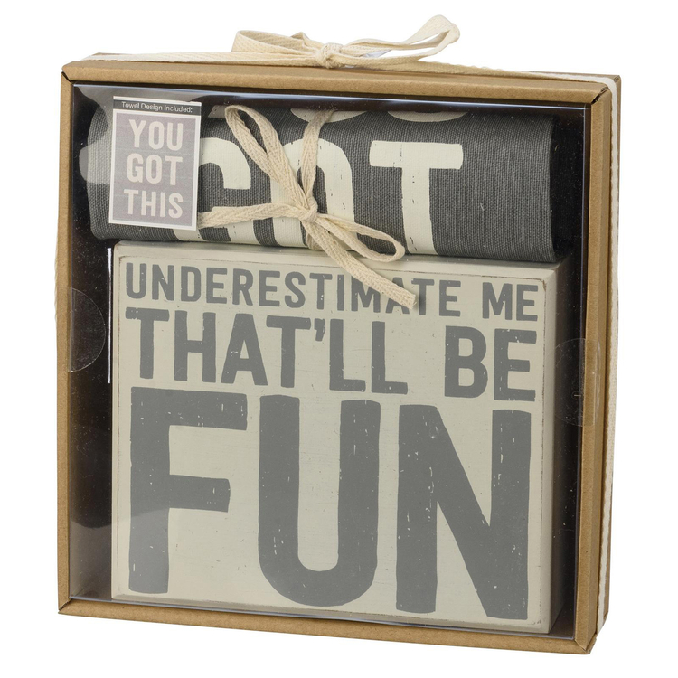 Fun Box Sign And Towel Set - Wood, Cotton