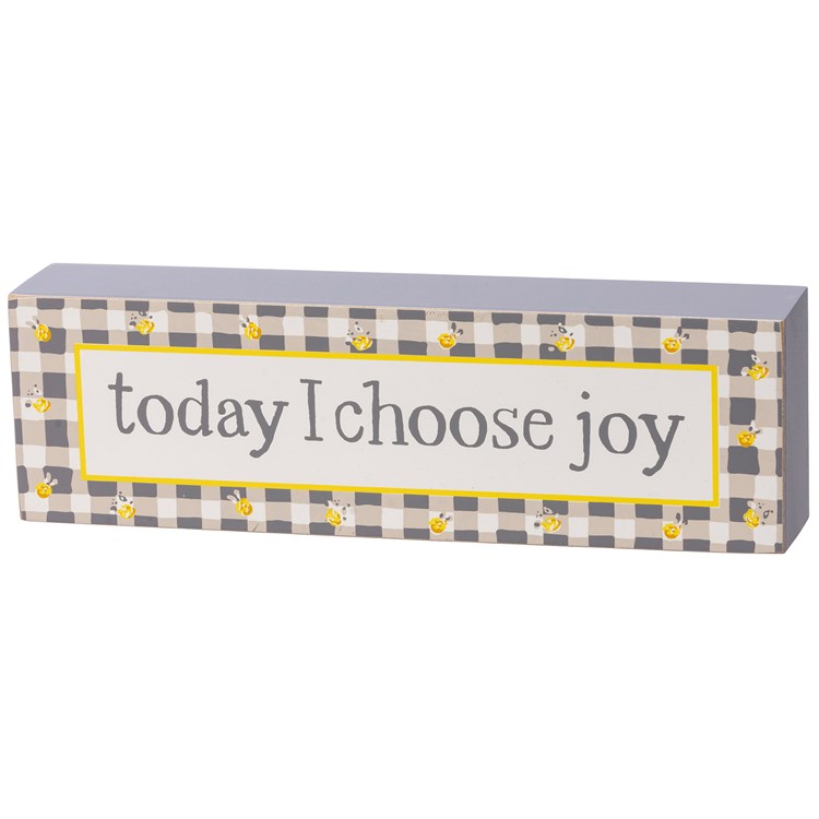 Today I Choose Joy Gray Check Box Sign - Wood