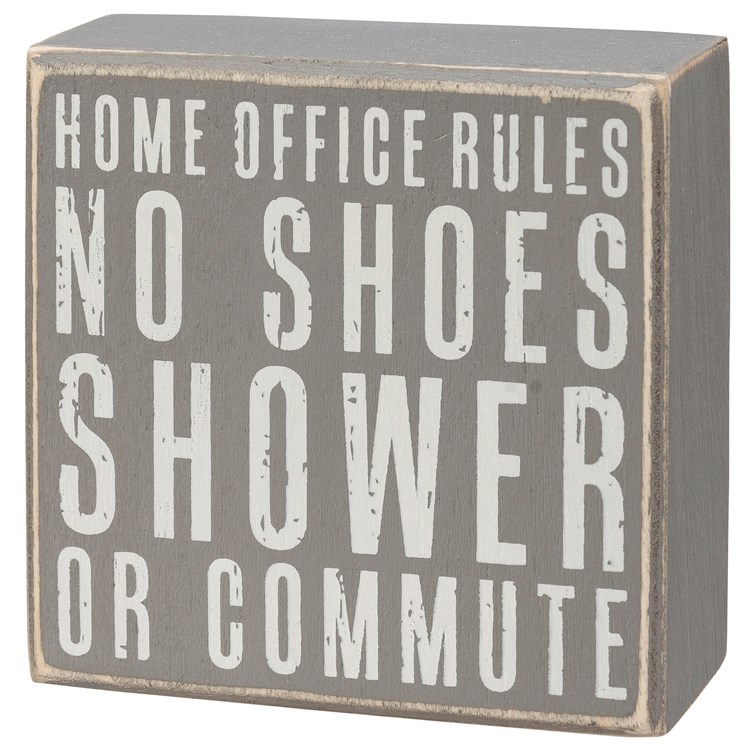Home Office Gray Box Sign Set - Wood