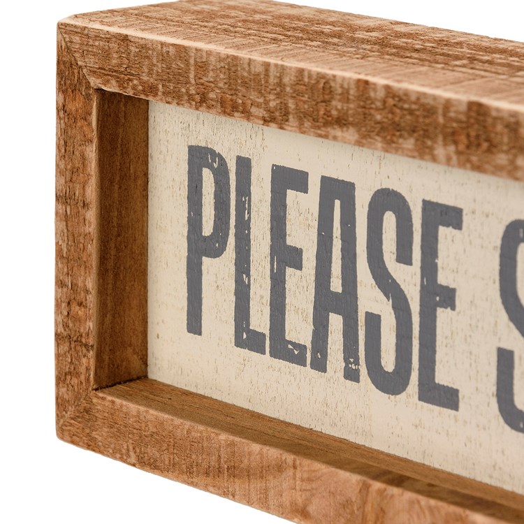Please Seat Inset Box Sign - Wood