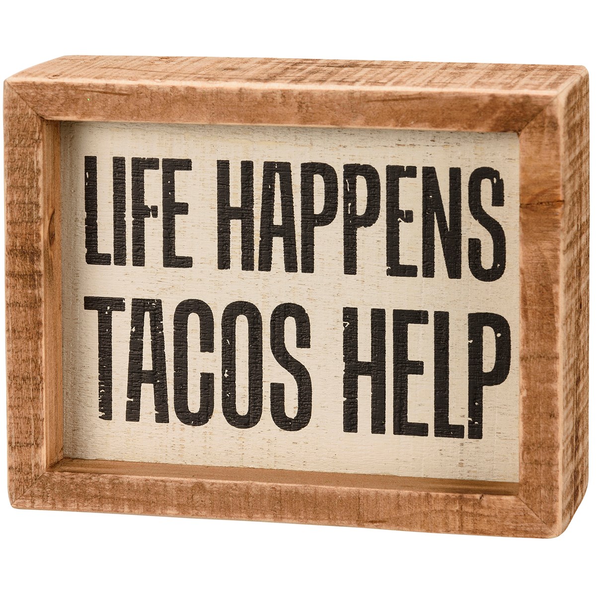 Tacos Help Inset Box Sign - Wood
