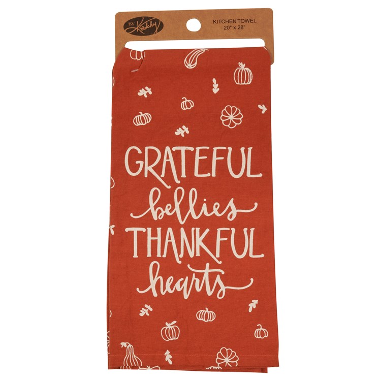 Grateful Bellies Thankful Hearts Kitchen Towel - Cotton