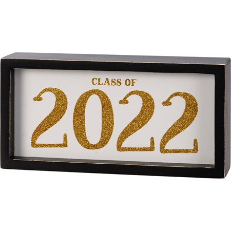 Inset Box Sign - Class of 2022 - 8" x 4" x 1.75" - Wood, Glitter