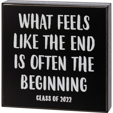 Box Sign - The Beginning Class Of 2022 - 8" x 8" x 1.75" - Wood, Glitter